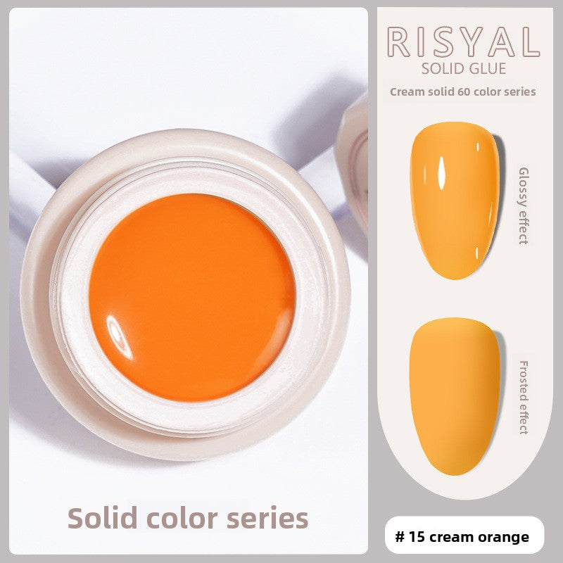 Ice-Clear solid nail polish glue, cream orange gel color