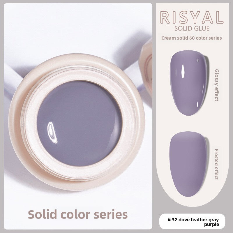 Ice-Clear solid nail polish glue, glossy finish dove feather gray purple (#32) gel color