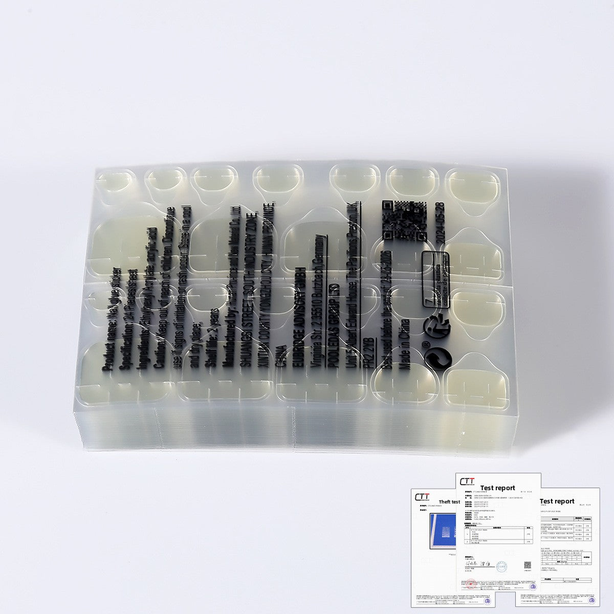 Nail jelly glue kit with pale yellow press-on nails in organizer tray, tools included