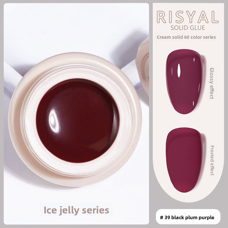 Ice-Clear solid nail polish glue, glossy finish black plum purple (#39) gel color