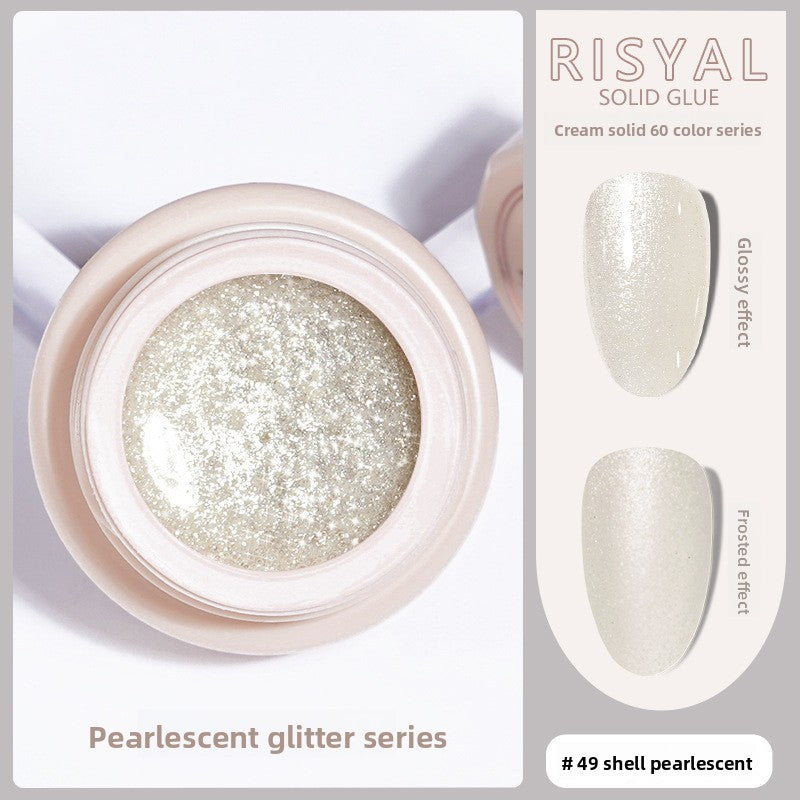 Ice-clear solid nail polish glue gel, shell pearlescent #49, shimmer