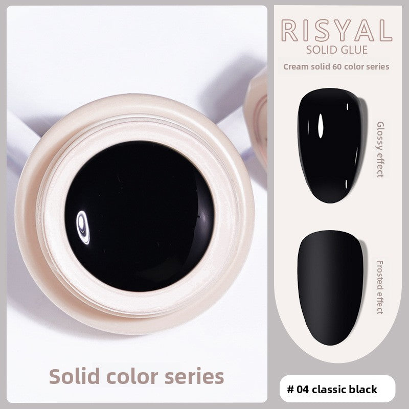 Ice-clear solid nail polish glue #04 classic black cream gel in jar