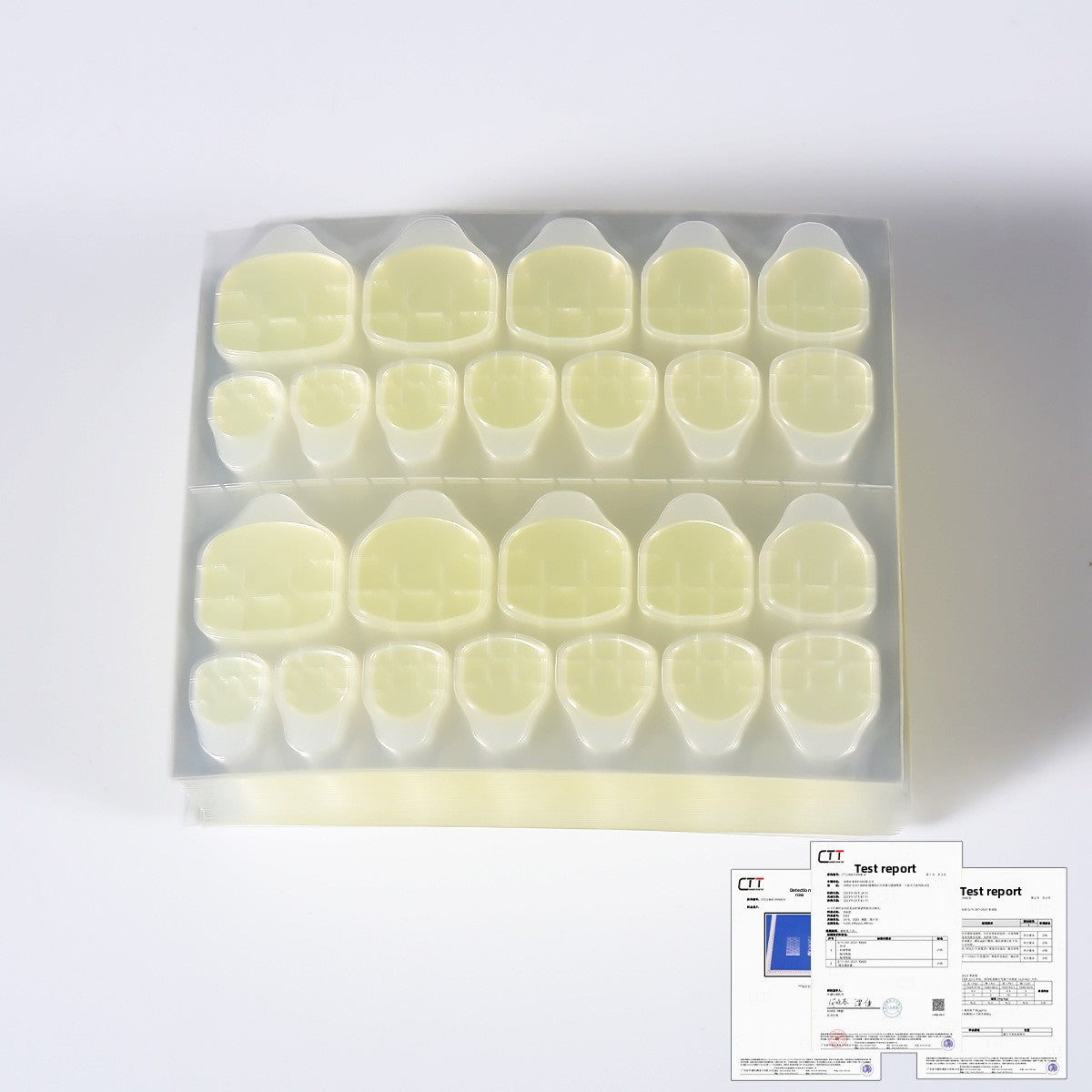Nail gel glue kit pale yellow nail tips in clear plastic tray