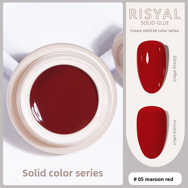 Ice-clear solid nail polish glue #05 maroon red cream gel in jar