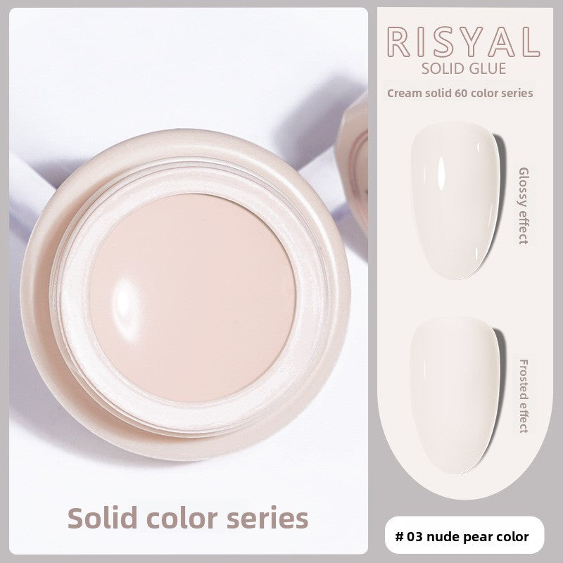 Ice-clear solid nail polish glue #03 nude pearl color cream gel in jar