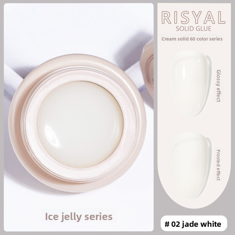 Ice-clear solid nail polish glue #02 jade white cream gel in jar