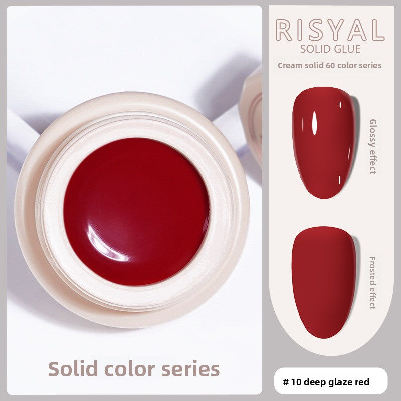 Ice-clear solid nail polish glue #10 deep glaze red cream gel in jar