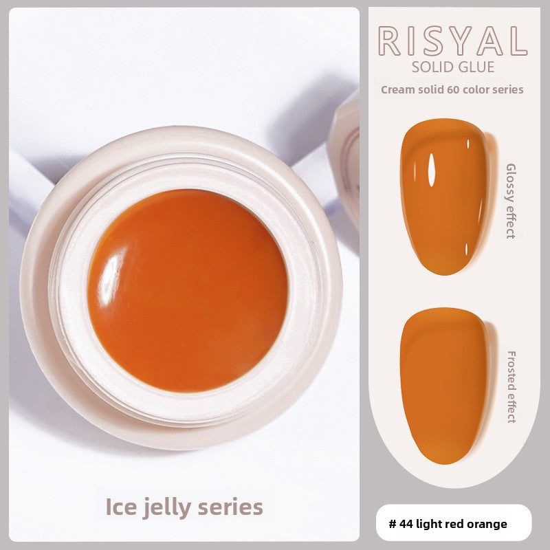 Ice-clear solid nail polish glue gel, light red orange #44, glossy