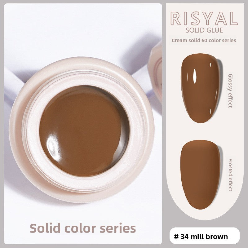 Ice-Clear solid nail polish glue, glossy finish mill brown (#34) gel color
