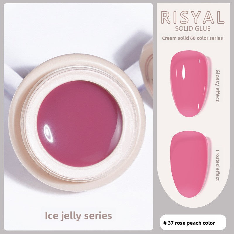 Ice-Clear solid nail polish glue, glossy finish rose peach (#37) gel color