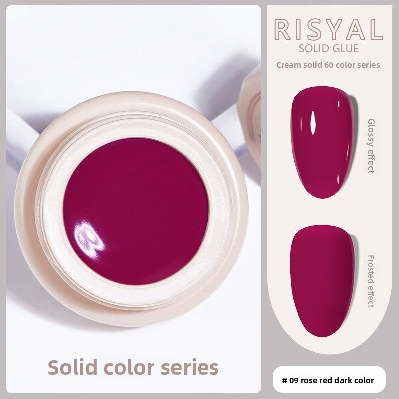 Ice-clear solid nail polish glue #09 rose red dark color cream gel in jar