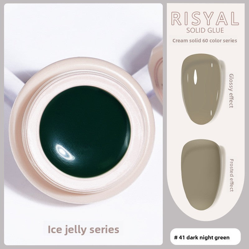 Ice-clear solid nail polish glue gel, dark night green #41, glossy