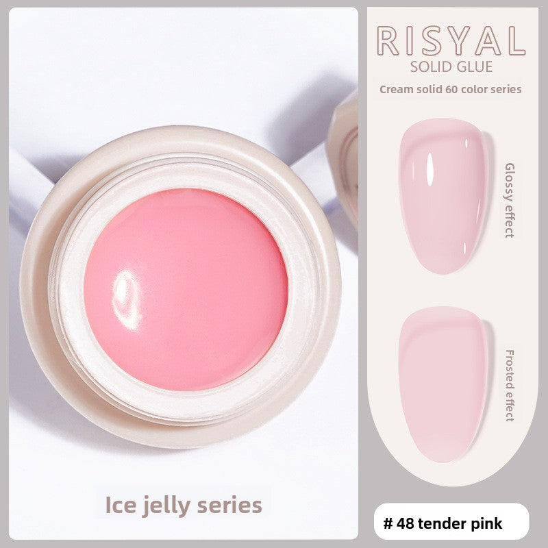Ice-clear solid nail polish glue gel, tender pink #48, glossy