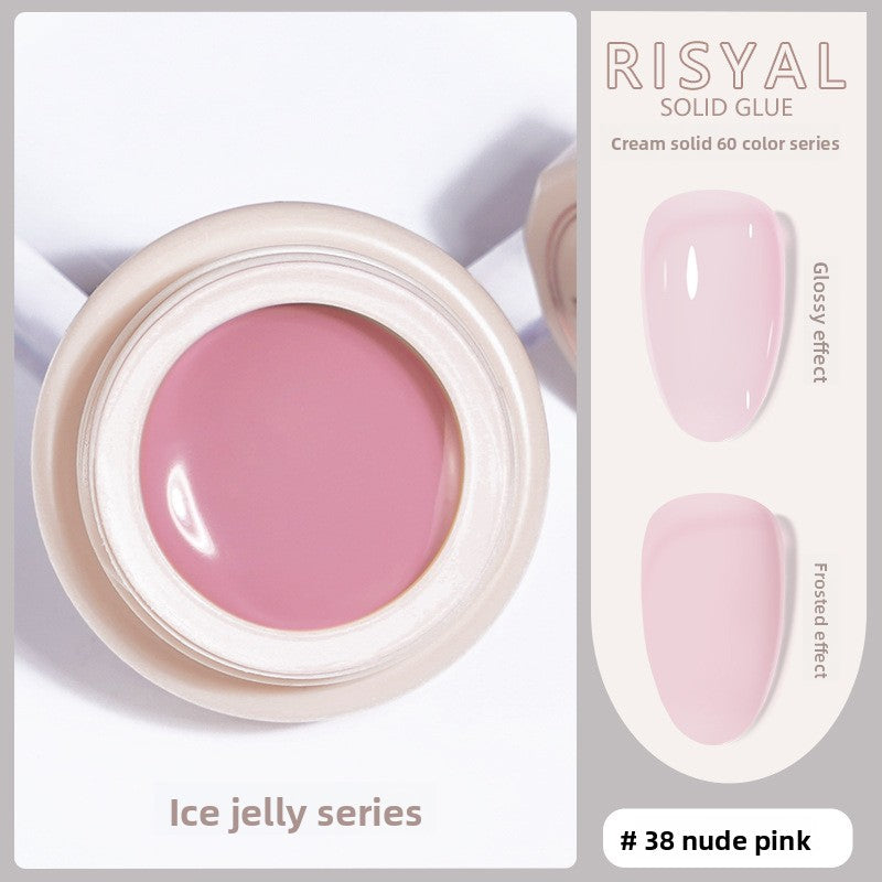 Ice-Clear solid nail polish glue, glossy finish nude pink (#38) gel color