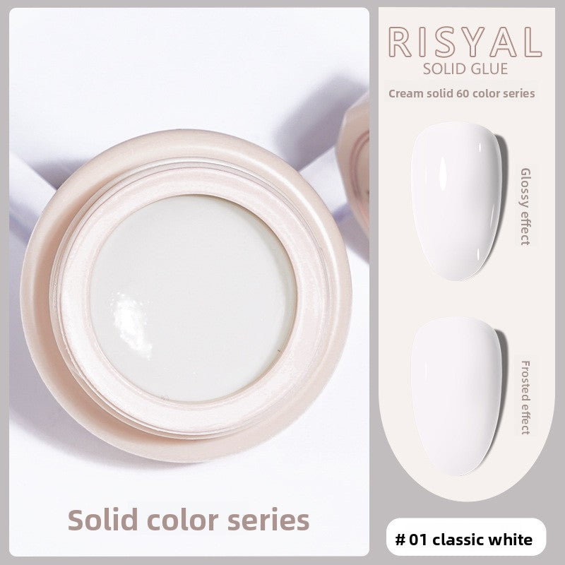 Ice-clear solid nail polish glue #01 classic white cream gel in jar