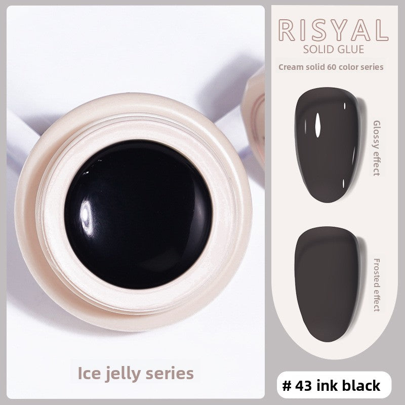 Ice-clear solid nail polish glue gel, ink black #43, high-shine