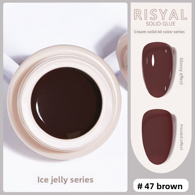 Ice-clear solid nail polish glue gel, brown #47, glossy