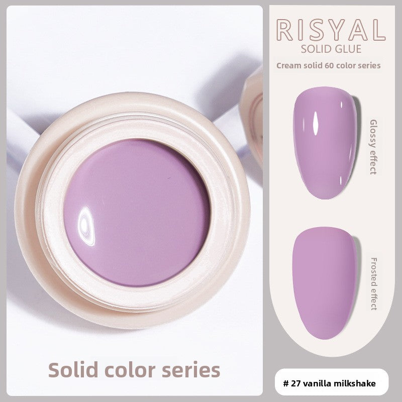 Solid nail polish gel, vanilla milkshake lavender purple cream (#27) in jar