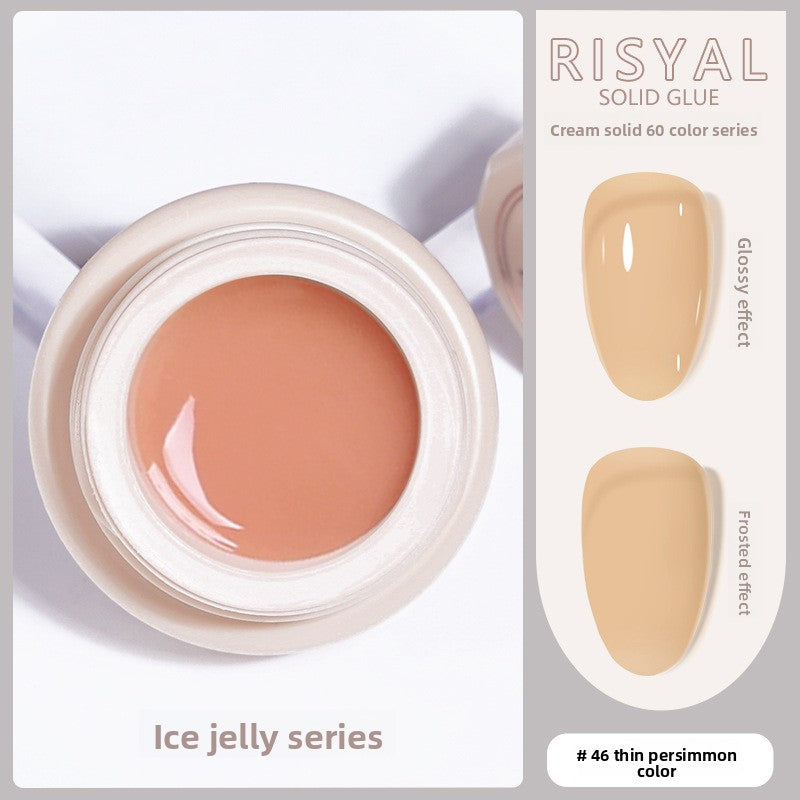 Ice-clear solid nail polish glue gel, thin persimmon #46, glossy